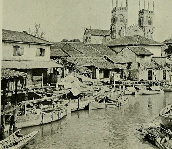 Sampans on Malacca River 1907